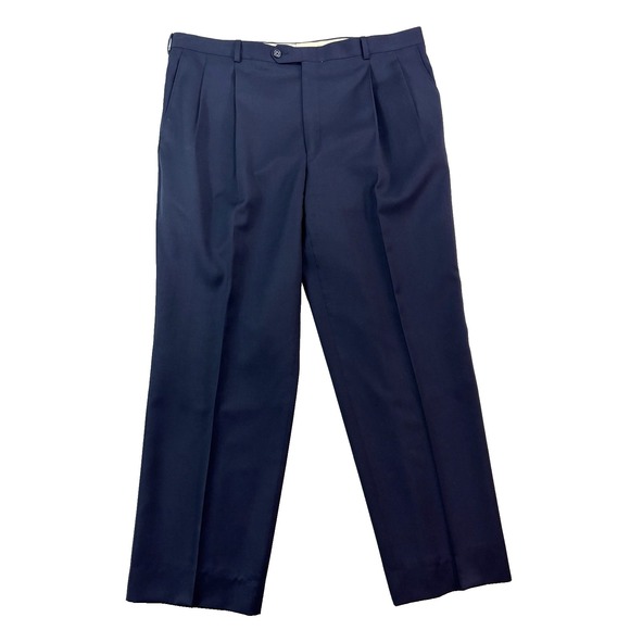 Burberry London 40x30 pleated dress suit pants‎ trousers wool classic navy blue